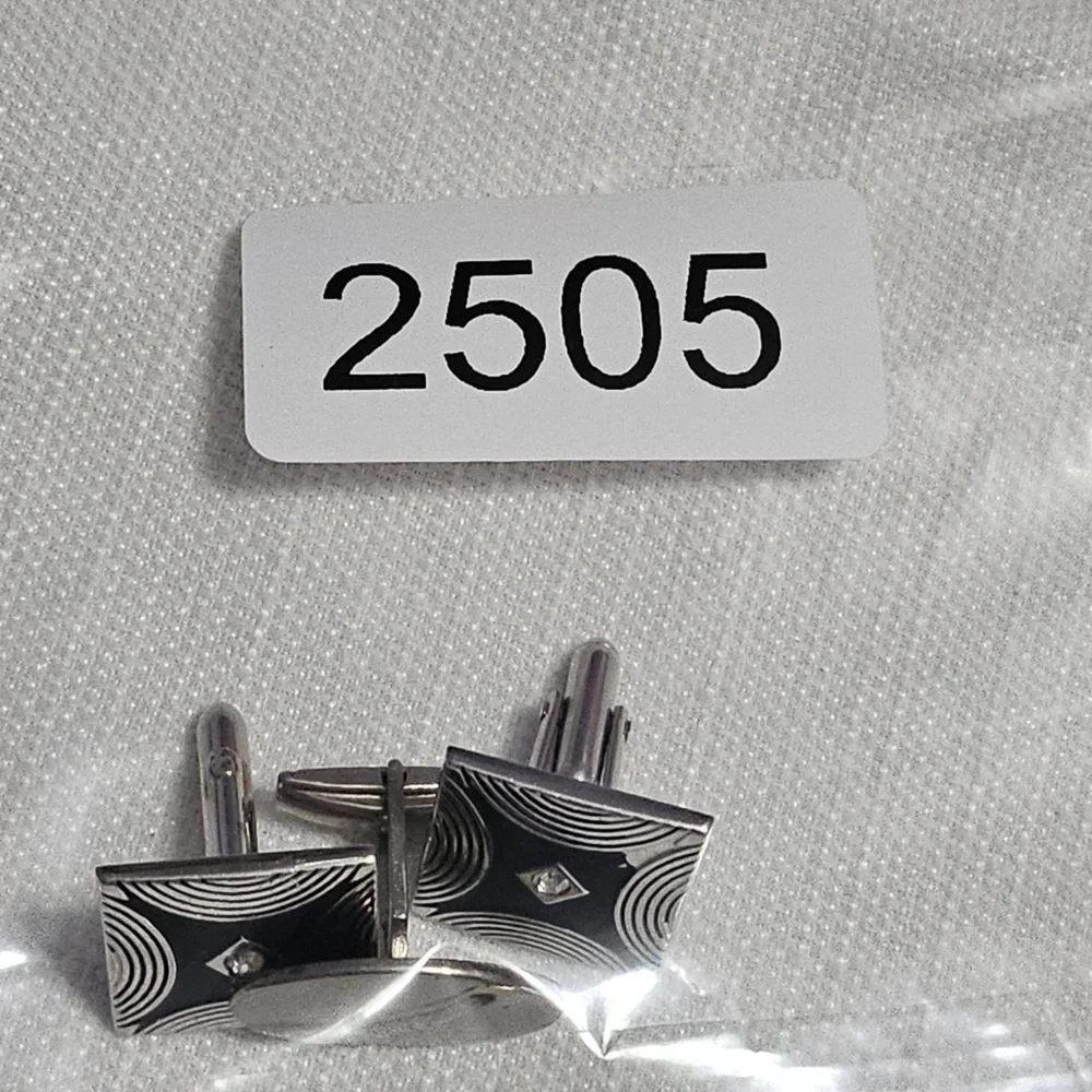 SWANK Art Deco‎ Geometric Square Cufflinks Silver Black Toggle Back Dapper Mens